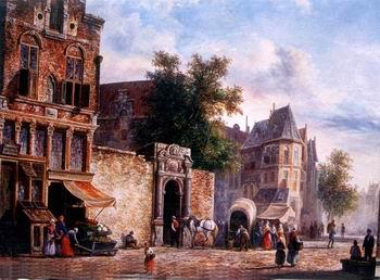 unknow artist European city landscape, street landsacpe, construction, frontstore, building and architecture.262 oil painting image